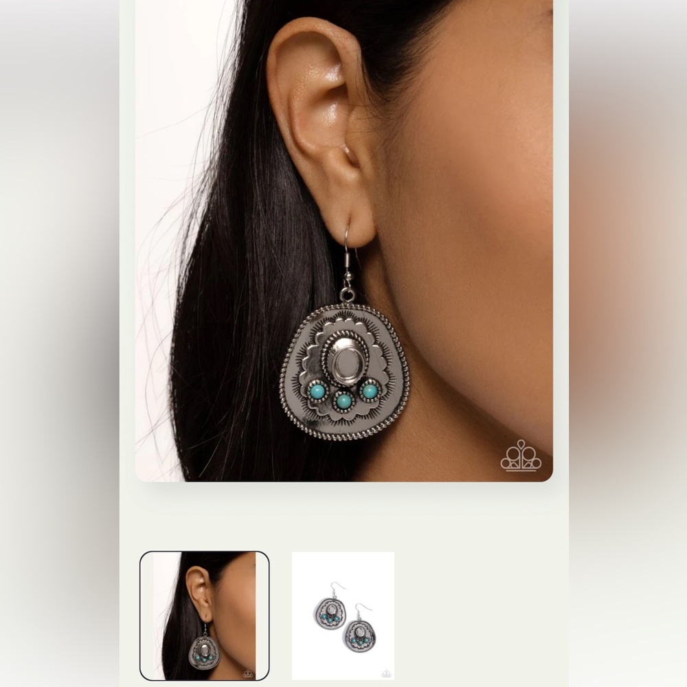 🤠🐎 “COWBOY CHAPERONE” BLUE EARRINGS ~ PAPARAZZI❗️🐎🤠 RODEO TIME❗️ - Picture 4 of 5